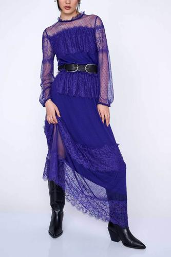 'ALE γυναικείο maxi φόρεμα με τούλι και δαντέλα - 8917450 Μπλε L